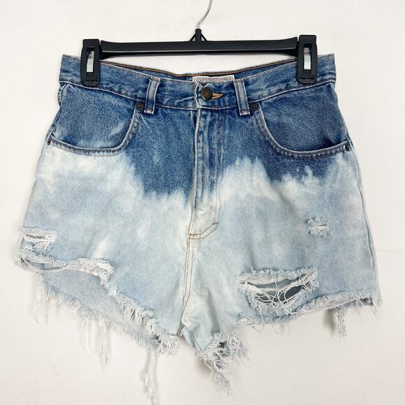 Abercrombie & Fitch Y2K Vtg Dip Dye High Rise Cut Off Denim Shorts 8 Distressed - Picture 1 of 9